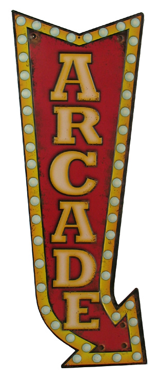 Arcade Sign in Cleared Metal Signs